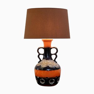 Lámpara de mesa Fat Lava de cerámica naranja y marrón