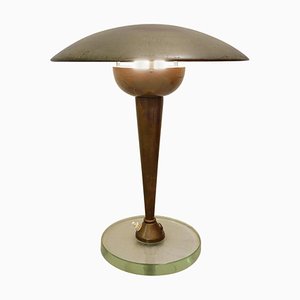Brass and Glass Desk Lamp in the Style of Stilnovo, 1950s