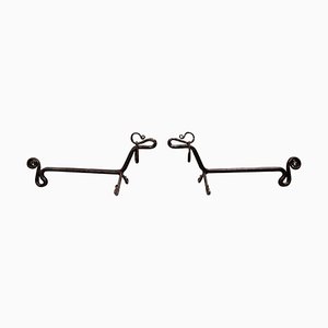 Wrought Iron Dachshund Andirons, Set of 2