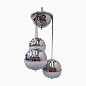 Lampe à Suspension en Chrome et Verre