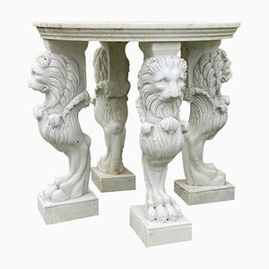 Grande Table Ronde en Marbre avec Pieds en Forme de Lions, Italie