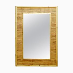Specchio in bambù e vimini, Italia, anni '70