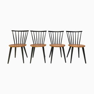 Spindle Back Dining Chairs in the Style of Ilmari Tapiovaara, 1960s, Set of 4