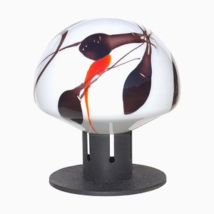 Lámpara de mesa italiana grande de vidrio de Poliarte, años 70