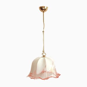 Lámpara de techo Tulipano vintage de cristal de Murano rosa de La Murrina, Italy, años 70