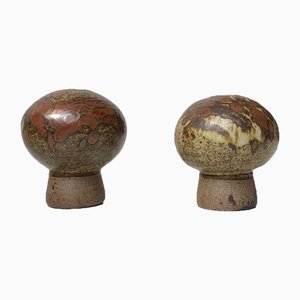 Jarrones en forma de hongo de cerámica de Aage Würtz, años 70. Juego de 2