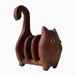 Vintage Teak Cat Serviettenhalter, 1970er