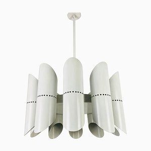 Lampadario Space Age bianco a 10 braccia, anni '60