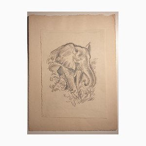 Emmanuel Gondouin, Africa, the Elephant, Litografía original, años 30