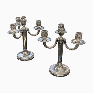 Silver Candelabras in Louis XVI Style, Set of 2