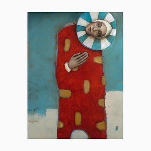 St. Luke, Öl auf Leinwand, Geheimnisvoll und skurril, Pop Art Portrait Master, 2020