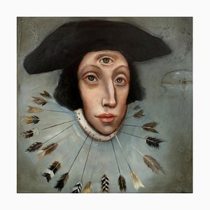 Saint Edmund, Oil on Canvas, Mysterious and Whimsical, Pop Art Portrait, 2020