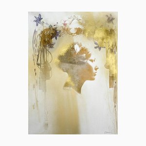 Sophie #5, Hand-Painted Mixed Media Portrait, Framed Photography on Paper, 2012