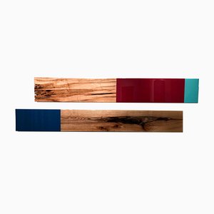 David E. Peterson, Leaner Set # 3132, Escultura de pared contemporánea de madera colorida, 2017