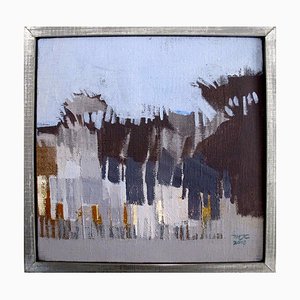 Penumbra Atardecer, Abstract Landscape Painting, Contemporary Bold Colors Framed, 2008