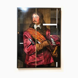 Portrait Sir John Mennes, Portrait Aristocratique avec une Approche Moderne, Huile sur Métal, 2014