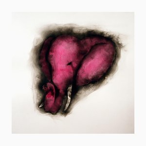 Elephant in the Room II, Hot Pink Elephant, Smoke on Paper, 2013