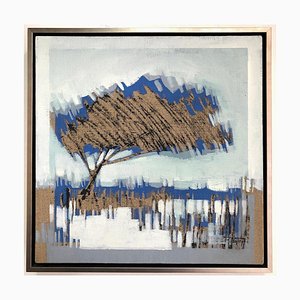 Tree, Arbol V, Abstract Landscape Painting, Contemporary Framed, Oil on Linen, 2007