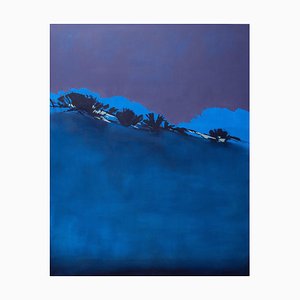 Notturno I, colorato e grande, astratto dipinto con blu / viola, olio su tela, 2013-15