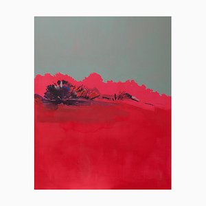 Contemplo II, pintura abstracta grande en rojo y rojo, óleo sobre lienzo 2013-15