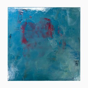 Michele Mikesells, submarino, óleo sobre lienzo, pintura abstracta en azul, 2016