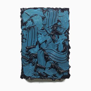 Poseidón, pintura contemporánea texturizada, colorido, trazos azules, abstract, 2018