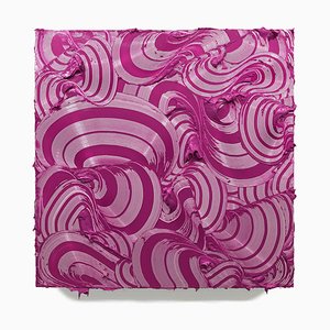 Furiosa II, pintura contemporánea texturizada, trazos de colores, magenta, abstract, 2020