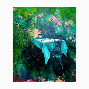 Mesa para mí, pintura al óleo grande texturizada, 2020