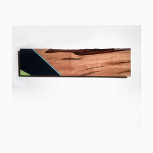 Scultura da parete Mini Leaner # 9, contemporaneo verde e blu, 2020