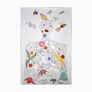 Fiona Morley, Freedom from All, alambre y óleo sobre lienzo, marco personalizado en blanco