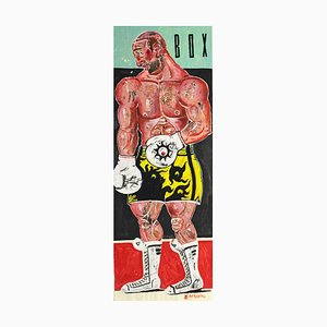 Kleomedes, Dipinto a grandezza naturale da boxer, Olio su carta, 2015