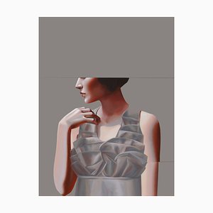 Distance, Figurative Realist Painting, Acrylic on Canvas, Modern Fem, 2014