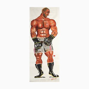 Theogene, Lifesize Boxer Gemälde, Öl auf Papier, 2015