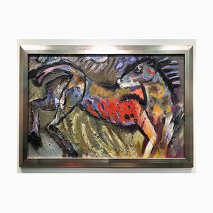 Wild Horse, Abstract, Figurative Öl auf Leinen, Rich Bold Colors, 2012