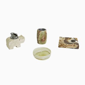 Accessori fumatori in marmo ed onice, anni '70, set di 4