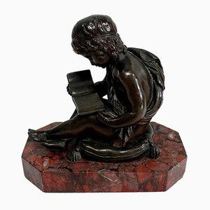 Bronze Sculpture of Child Reading by Lemire, 19th Century