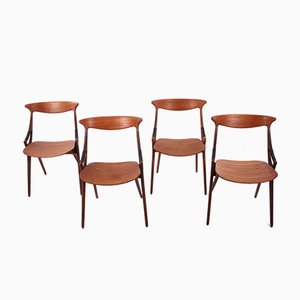 Model 17 Teak Chairs by Arne Hovmand Olsen for Mogens Kold, 1950s, Set of 4