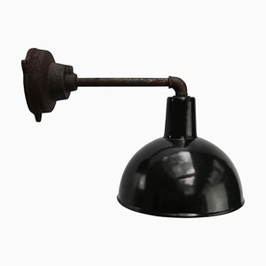 Vintage Industrial Black Enamel & Cast Iron Wall Lamp
