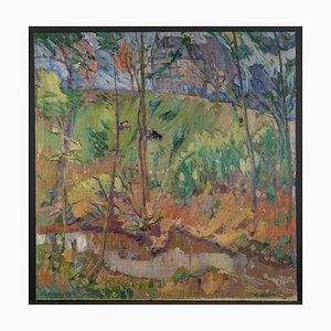 Houpels Robert (Courtrai 1877-Velle 1943), paisaje fauvista con árboles, siglo XX, pintura al óleo sobre lienzo