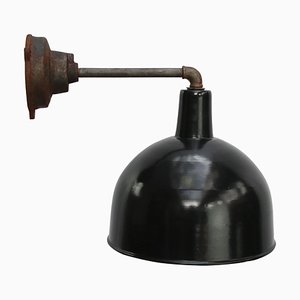 Lámpara de pared industrial vintage de esmalte negro y hierro fundido