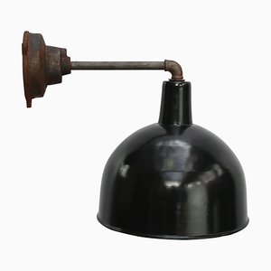 Vintage Industrial Black Enamel & Cast Iron Wall Lamp
