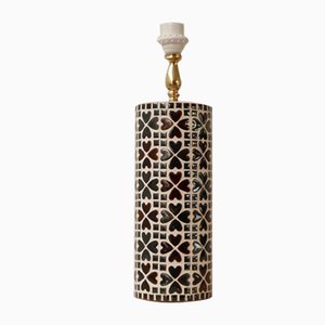 Mid-Century Swedish Mosaic Ceramic and Brass Table Lamp
