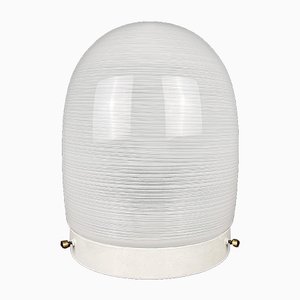 Lámpara de techo Mid-Century de vidrio blanco, años 70