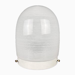 Mid-Century White Glass Ceiling Lamp, Italy, 1970s