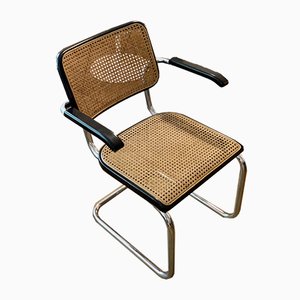 Model S64 Dining Chair with Woven Cane and Black Frame by Marcel Breuer for Thonet, 1970s