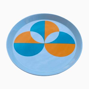 Plat Géométrique Bleu et Orange par Gio Ponti pour Franco Pozzi, 1960s