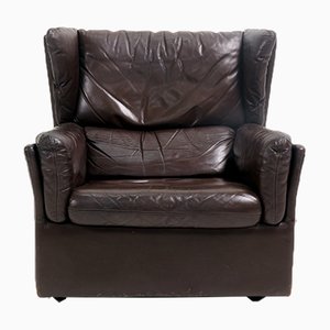 Poltrona Wingback Mid-Century in pelle