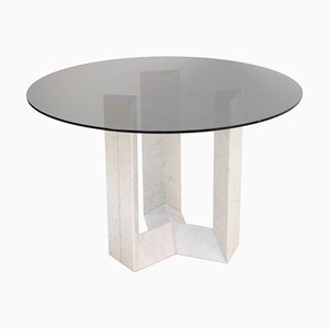 Italian Carrara Marble and Smoked Glass Table from Cattelan Italia