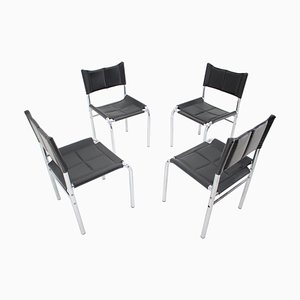 Chrome Dining Chairs by Viliam Chlebo, Czechoslovakia, 1980s, Set of 4