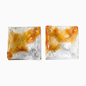 Abstract Murano Glass Wall Sconces from Mazzega, Italy, 1970s, Set of 2